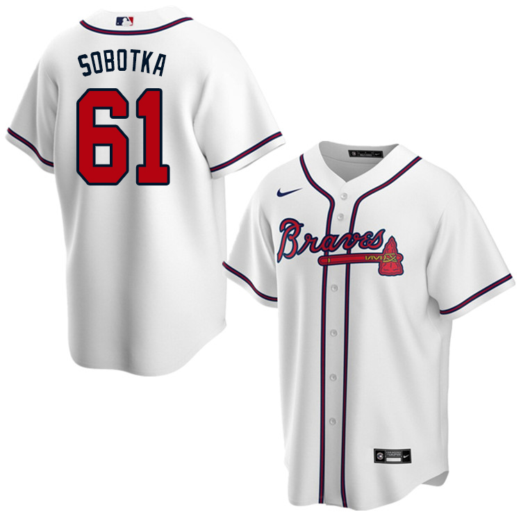 Nike Men #61 Chad Sobotka Atlanta Braves Baseball Jerseys Sale-White